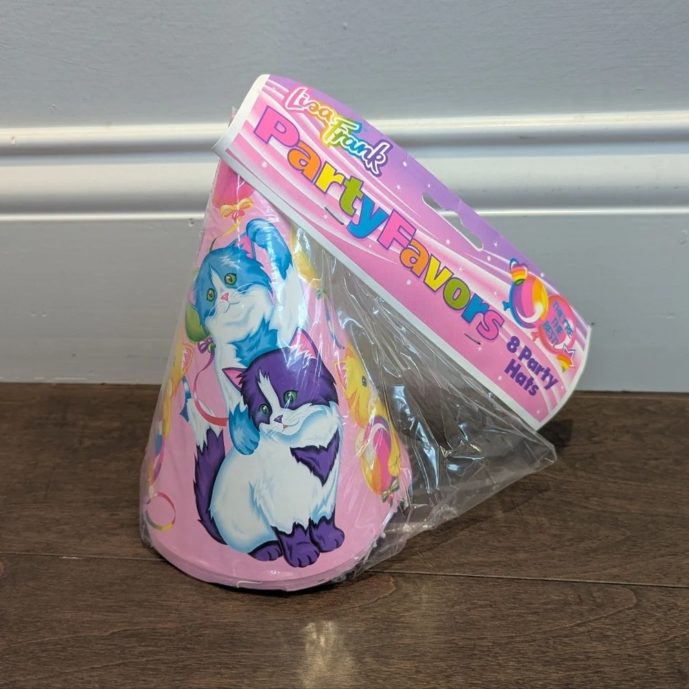 Lisa Frank Vintage 90s Party Hats 8 Pack- Kitten Love Balloon Party Supplies